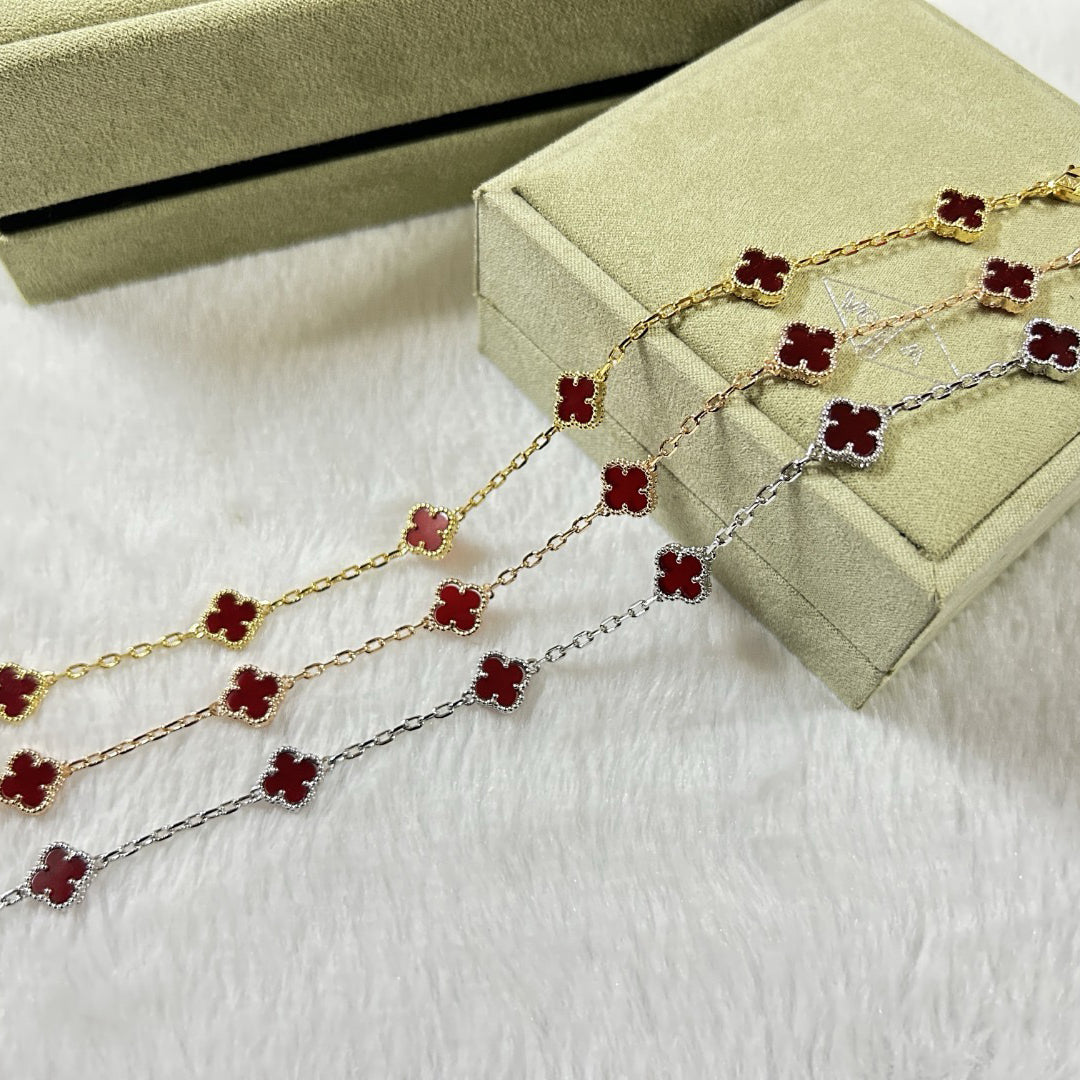 [Marin]CLOVER 6 MOTIF RED AGATE BRACELET-w