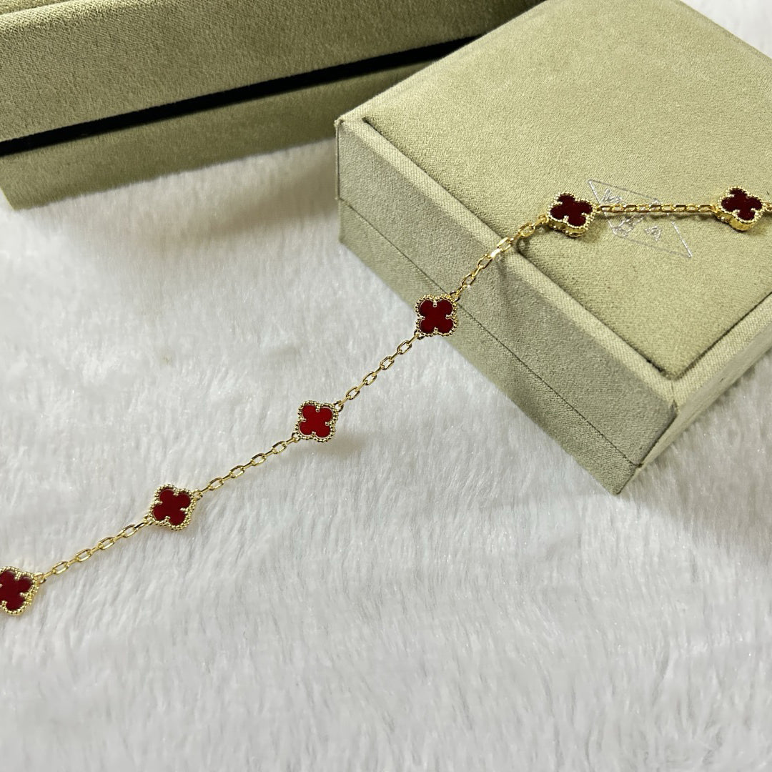 [Marin]CLOVER 6 MOTIF RED AGATE BRACELET-w