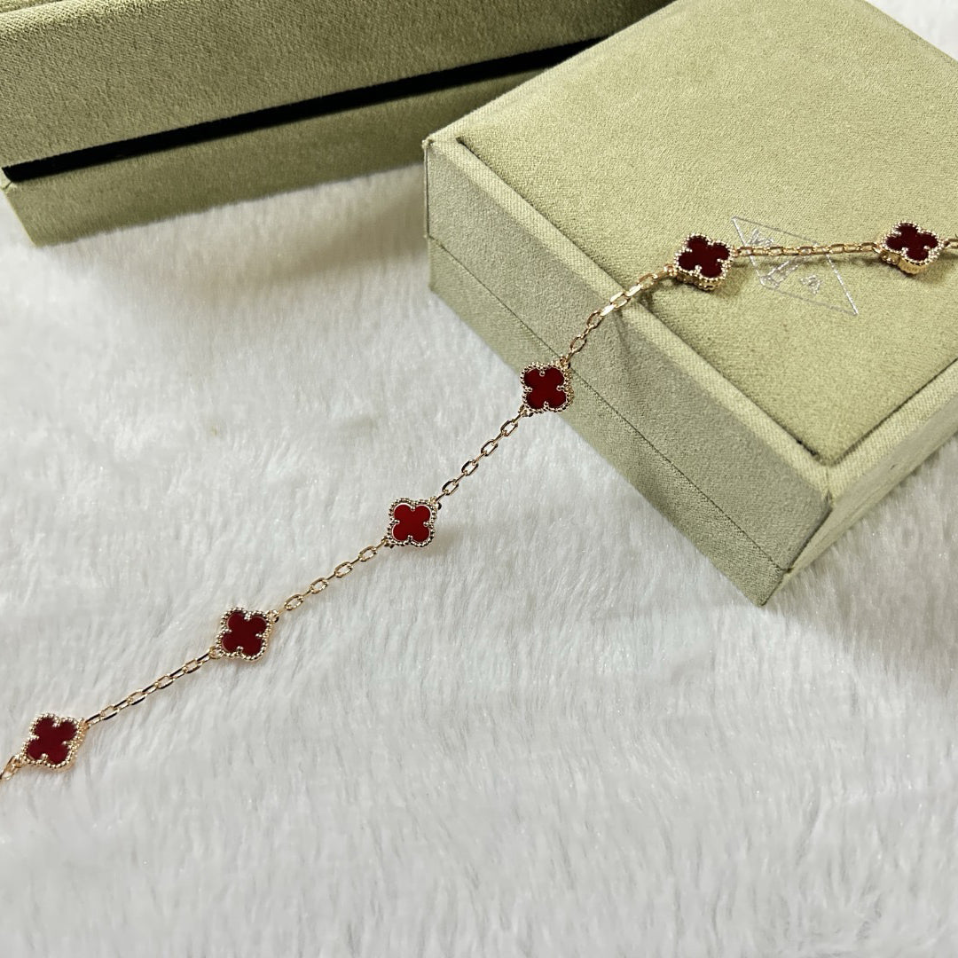 [Marin]CLOVER 6 MOTIF RED AGATE BRACELET-w