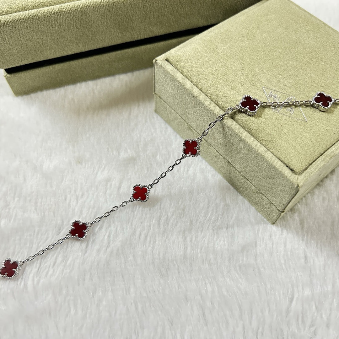 [Marin]CLOVER 6 MOTIF RED AGATE BRACELET-w