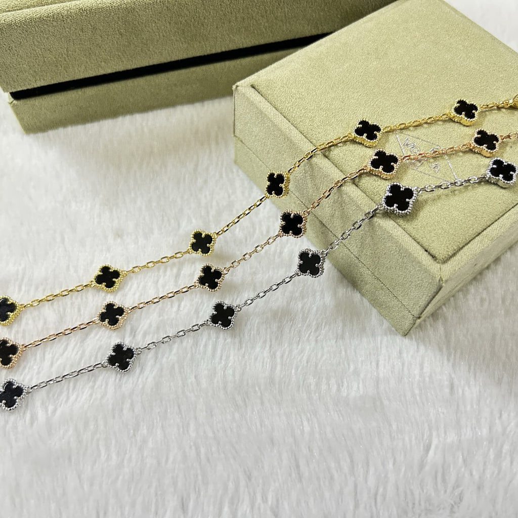 [Marin]CLOVER 6 MOTIF  ONYXS BRACELET-w