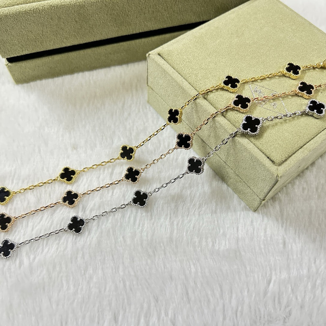 [Marin]CLOVER 6 MOTIF  ONYXS BRACELET-w