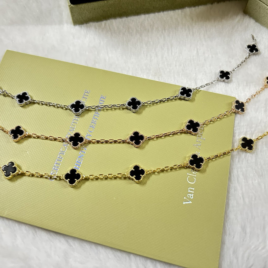 [Marin]CLOVER 6 MOTIF  ONYXS BRACELET-w