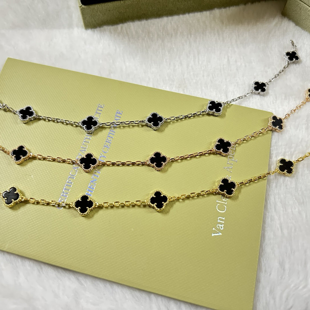 [Marin]CLOVER 6 MOTIF  ONYXS BRACELET-w