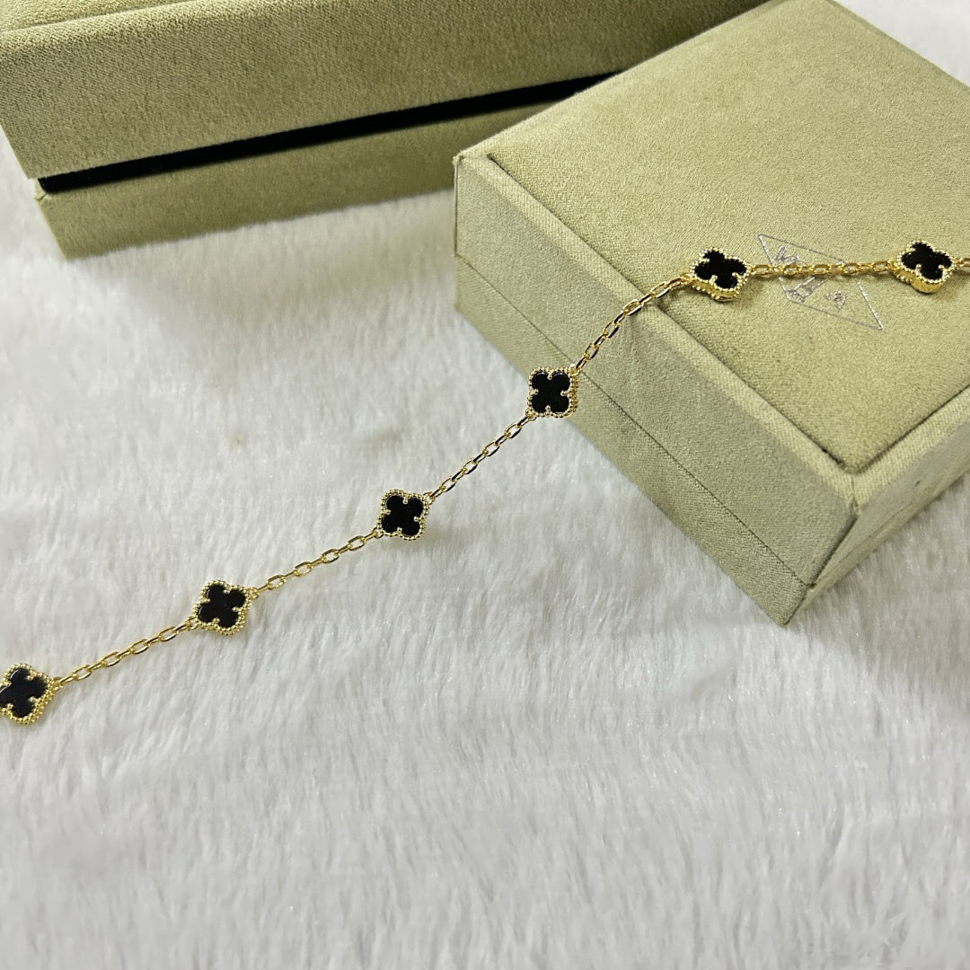 [Marin]CLOVER 6 MOTIF  ONYXS BRACELET-w