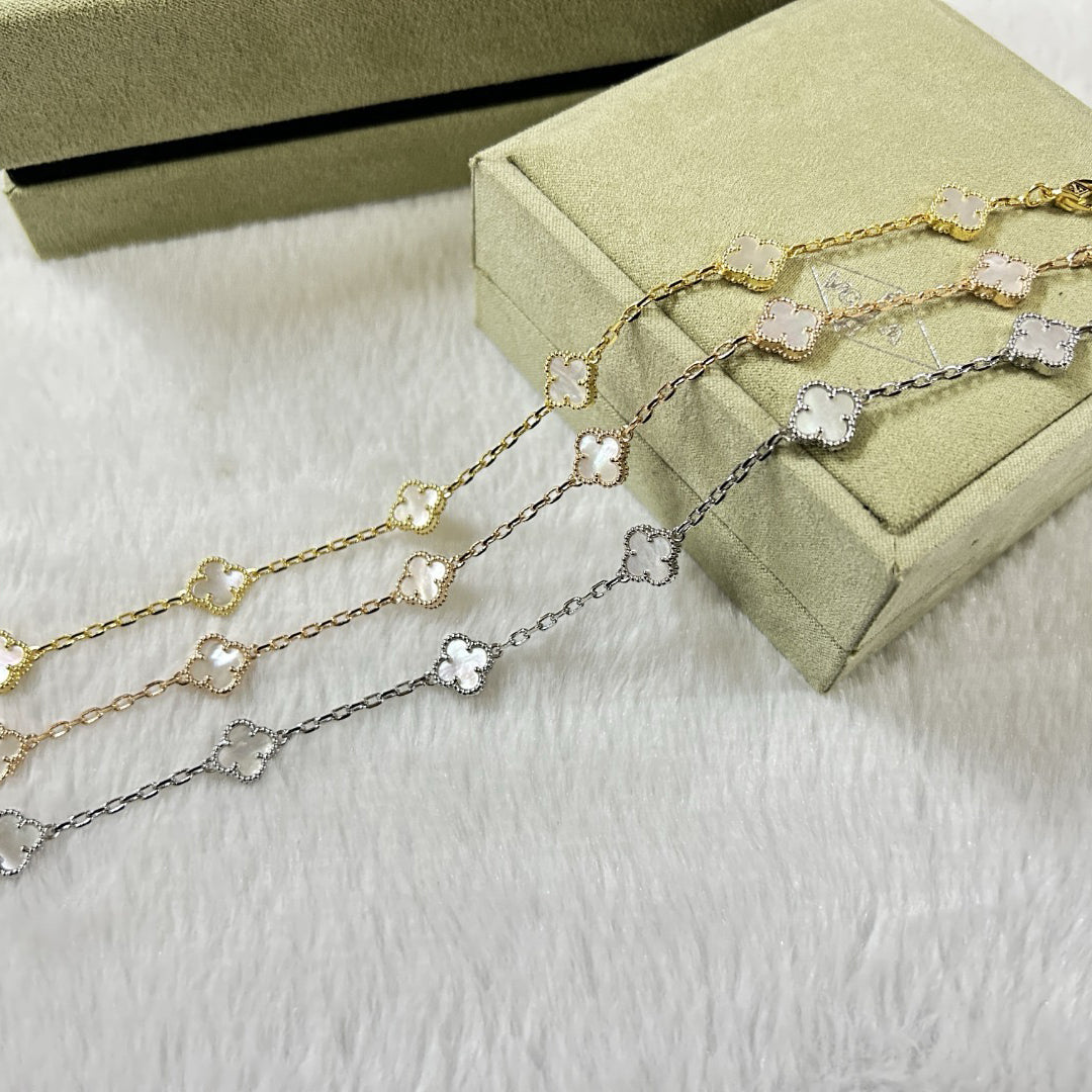 [Marin]CLOVER 6 MOTIF WHITE MOP BRACELET-w