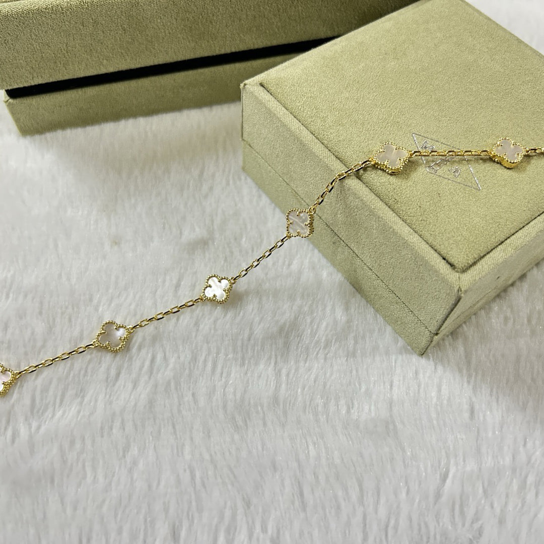 [Marin]CLOVER 6 MOTIF WHITE MOP BRACELET-w