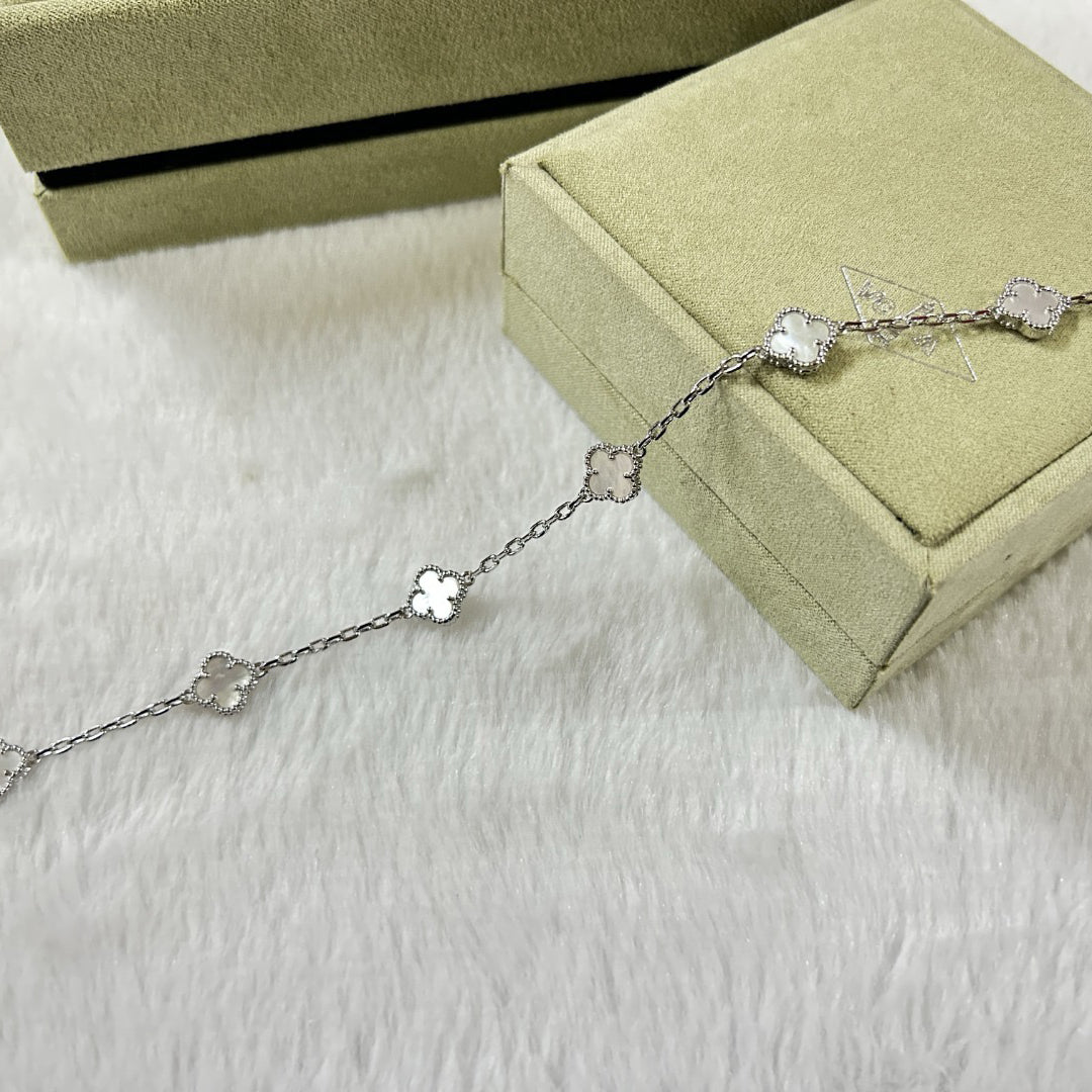 [Marin]CLOVER 6 MOTIF WHITE MOP BRACELET-w