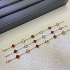 [Marin]CLOVER 6 MOTIF RED AGATE LASER BRACELET-w