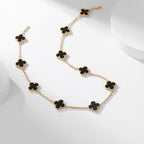 [Marin]COLLIER ONYX 10 MOTIFS TRÈFLE
