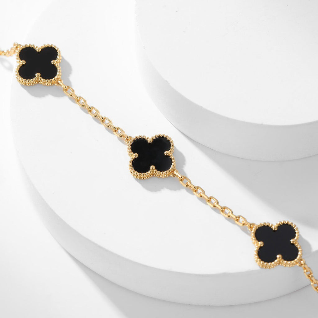 [Marin]COLLIER ONYX 10 MOTIFS TRÈFLE