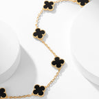 [Marin]COLLIER ONYX 10 MOTIFS TRÈFLE