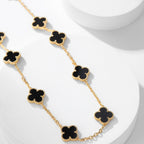 [Marin]COLLIER ONYX 10 MOTIFS TRÈFLE