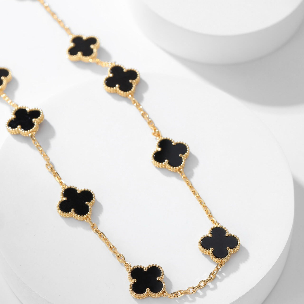 [Marin]COLLIER ONYX 10 MOTIFS TRÈFLE