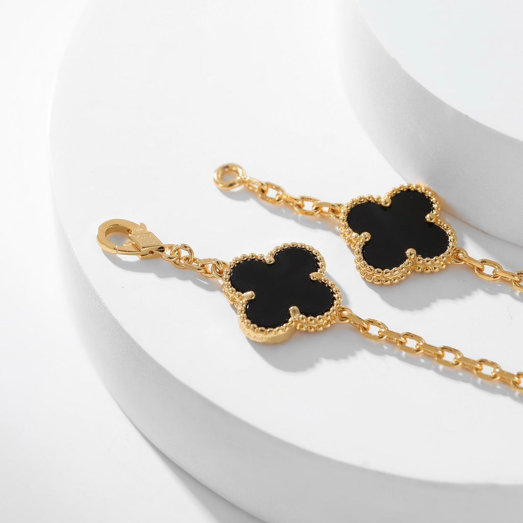 [Marin]COLLIER ONYX 10 MOTIFS TRÈFLE
