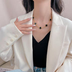 [Marin]COLLIER ONYX 10 MOTIFS TRÈFLE
