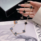 [Marin]COLLIER ONYX 10 MOTIFS TRÈFLE