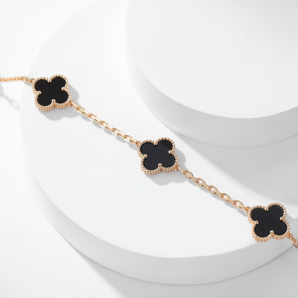 [Marin]COLLIER ONYX 10 MOTIFS TRÈFLE