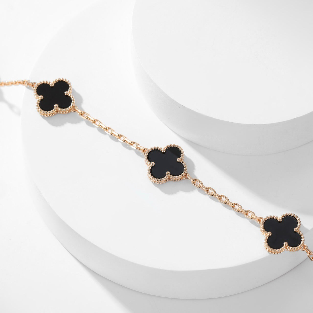 [Marin]COLLIER ONYX 10 MOTIFS TRÈFLE