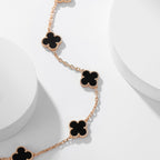 [Marin]COLLIER ONYX 10 MOTIFS TRÈFLE