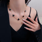 [Marin]COLLIER ONYX 10 MOTIFS TRÈFLE