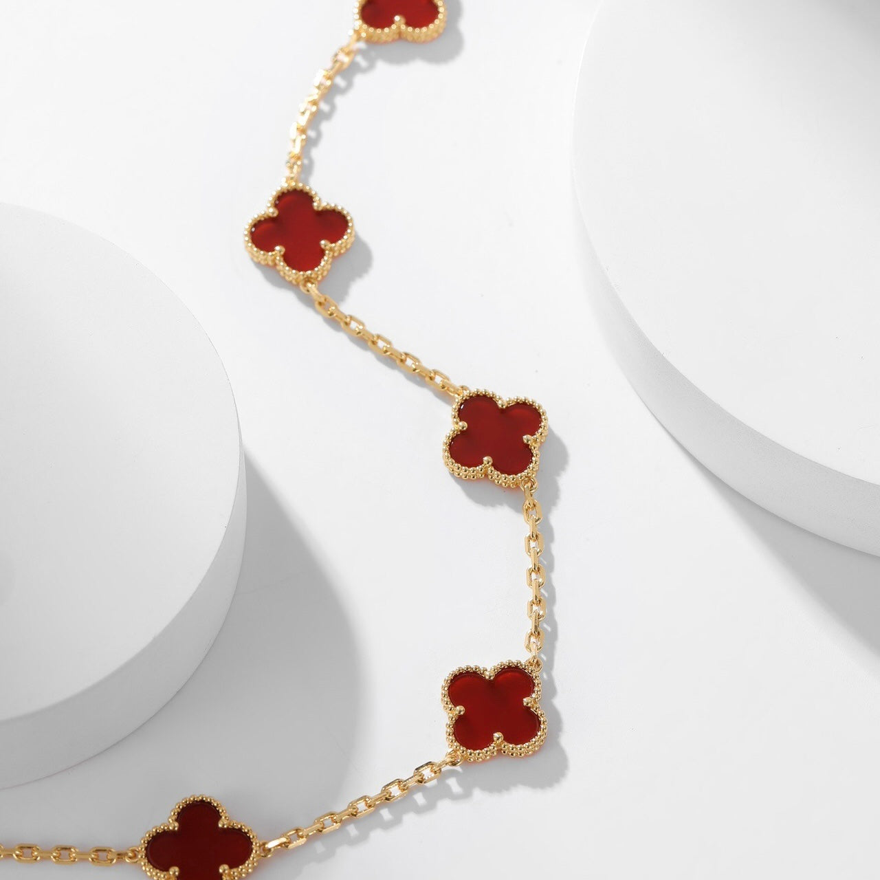 [Marin]CLOVER 10 MOTIFS CARNELIAN NECKLACE