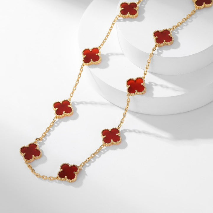 [Marin]CLOVER 10 MOTIFS CARNELIAN NECKLACE
