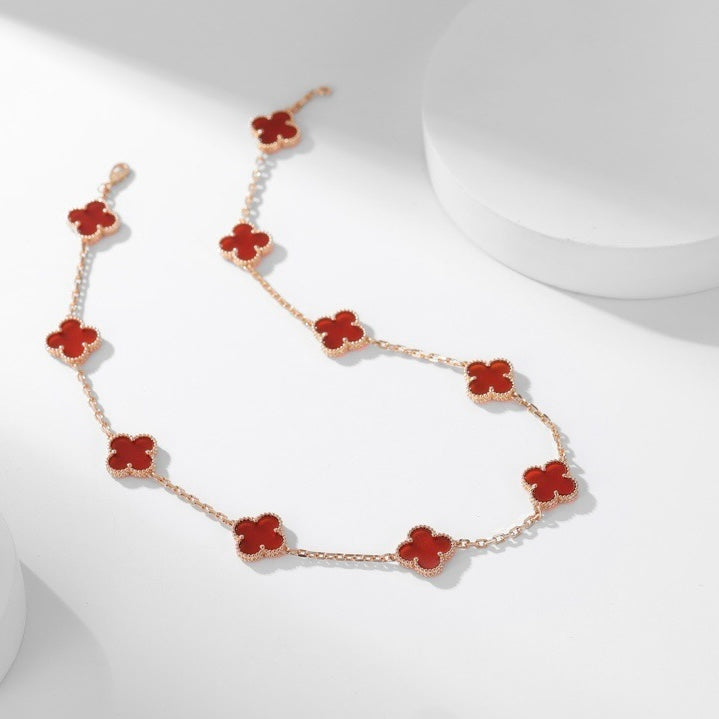 [Marin]CLOVER 10 MOTIFS CARNELIAN NECKLACE