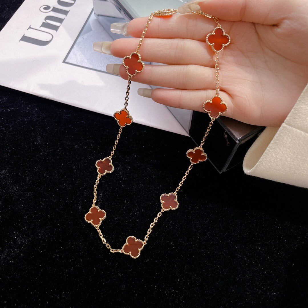 [Marin]COLLIER CLOVER 10 MOTIFS CORNALINE