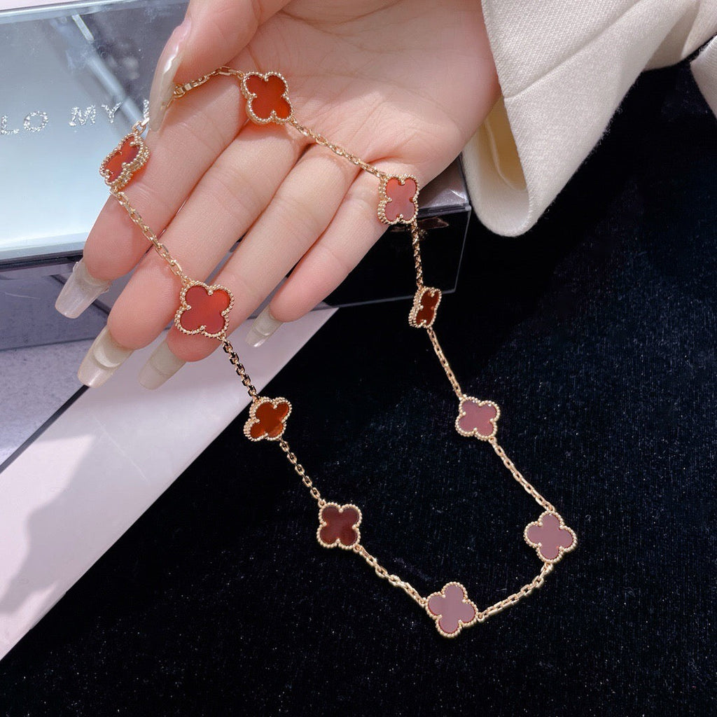 [Marin]COLLIER CLOVER 10 MOTIFS CORNALINE
