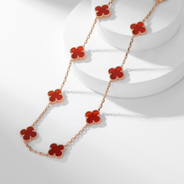 [Marin]COLLIER CLOVER 10 MOTIFS CORNALINE