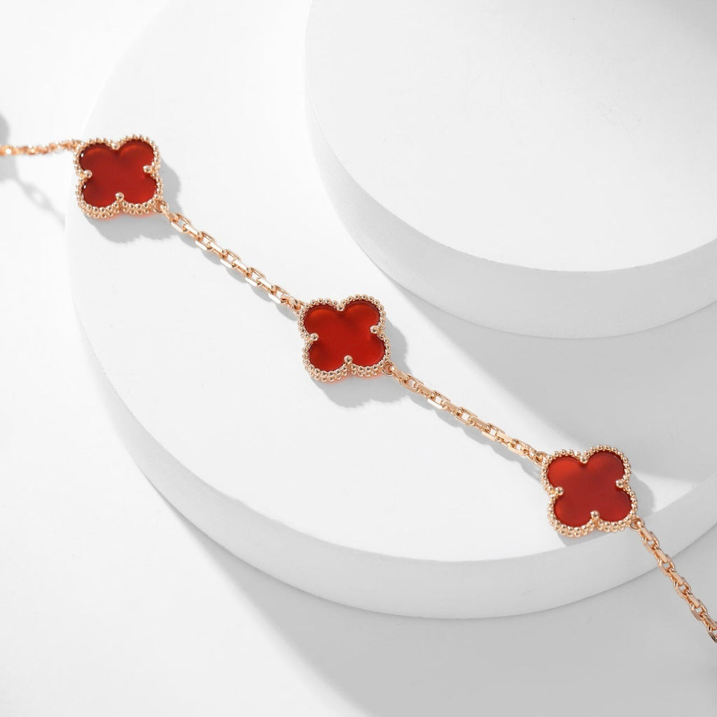 [Marin]COLLIER CLOVER 10 MOTIFS CORNALINE