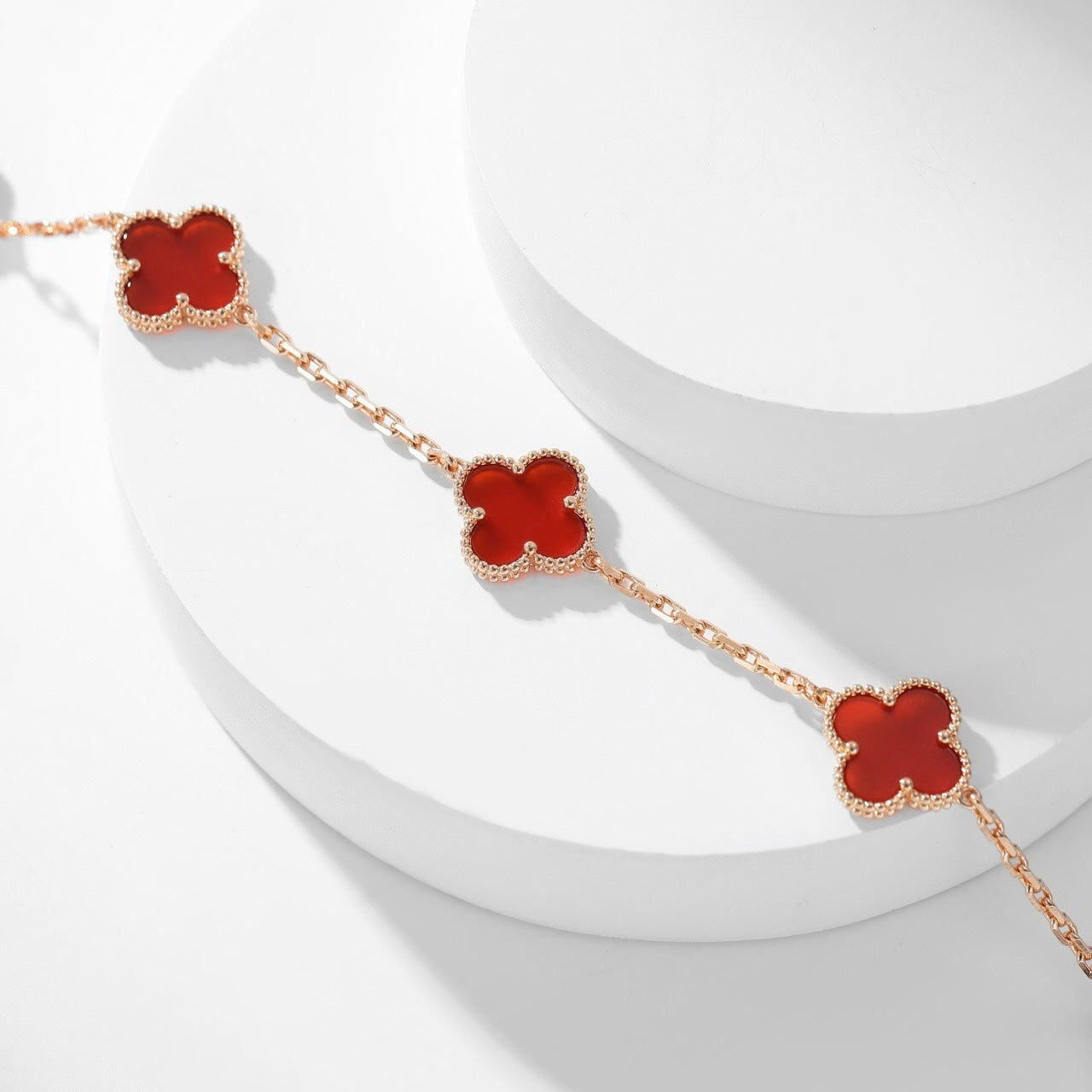 [Marin]COLLIER CLOVER 10 MOTIFS CORNALINE