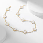 [Marin]COLLIER 10 MOTIFS TRÈFLE NACRE BLANCHE