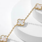 [Marin]COLLIER 10 MOTIFS TRÈFLE NACRE BLANCHE