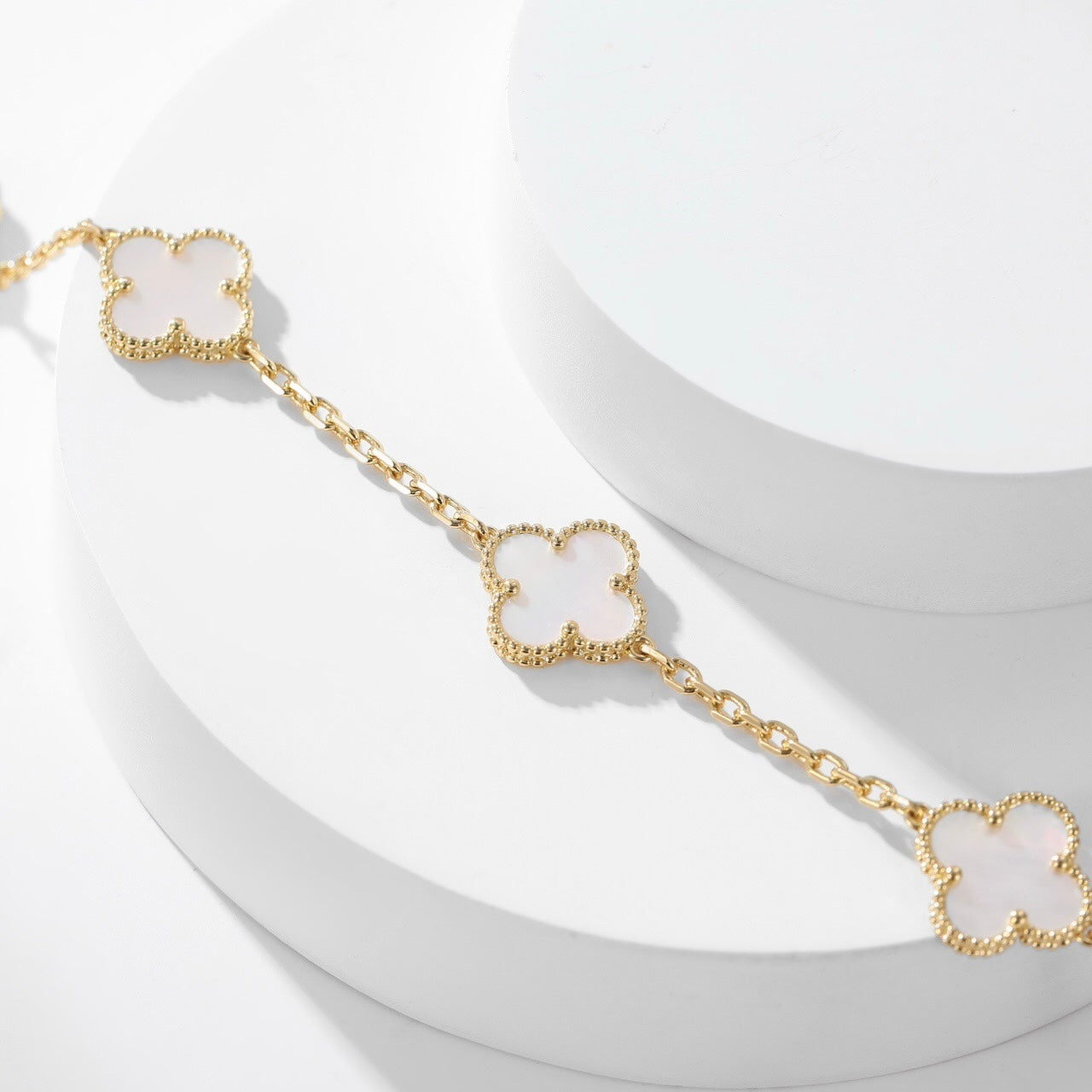 [Marin]COLLIER 10 MOTIFS TRÈFLE NACRE BLANCHE