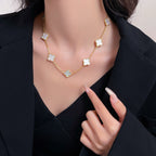 [Marin]COLLIER 10 MOTIFS TRÈFLE NACRE BLANCHE