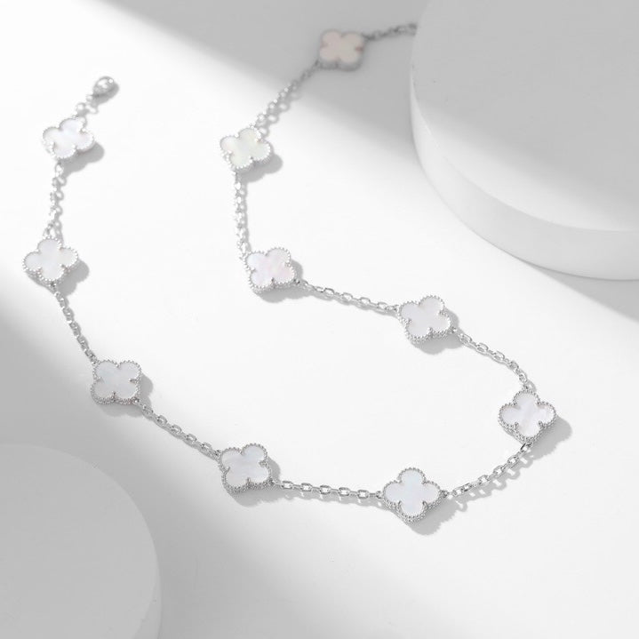 [Marin]CLOVER 10 MOTIFS WHITE MOTHER OF PEARL NECKLACE