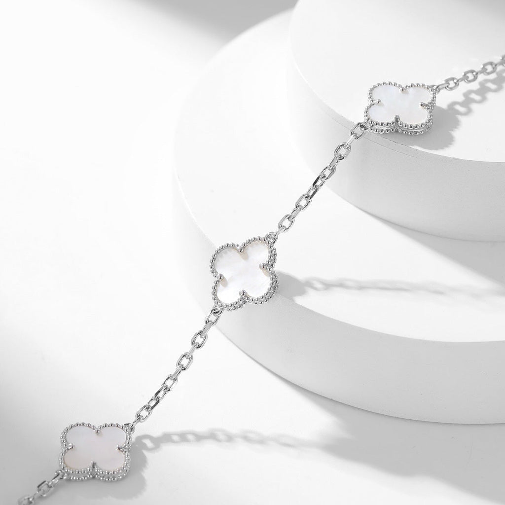 [Marin]COLLIER 10 MOTIFS TRÈFLE NACRE BLANCHE
