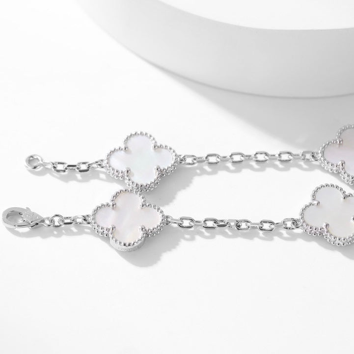 [Marin]COLLIER 10 MOTIFS TRÈFLE NACRE BLANCHE
