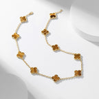 [Marin]COLLIER CLOVER 10 MOTIFS ŒIL DE TIGRE