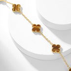 [Marin]COLLIER CLOVER 10 MOTIFS ŒIL DE TIGRE