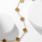 [Marin]COLLIER CLOVER 10 MOTIFS ŒIL DE TIGRE