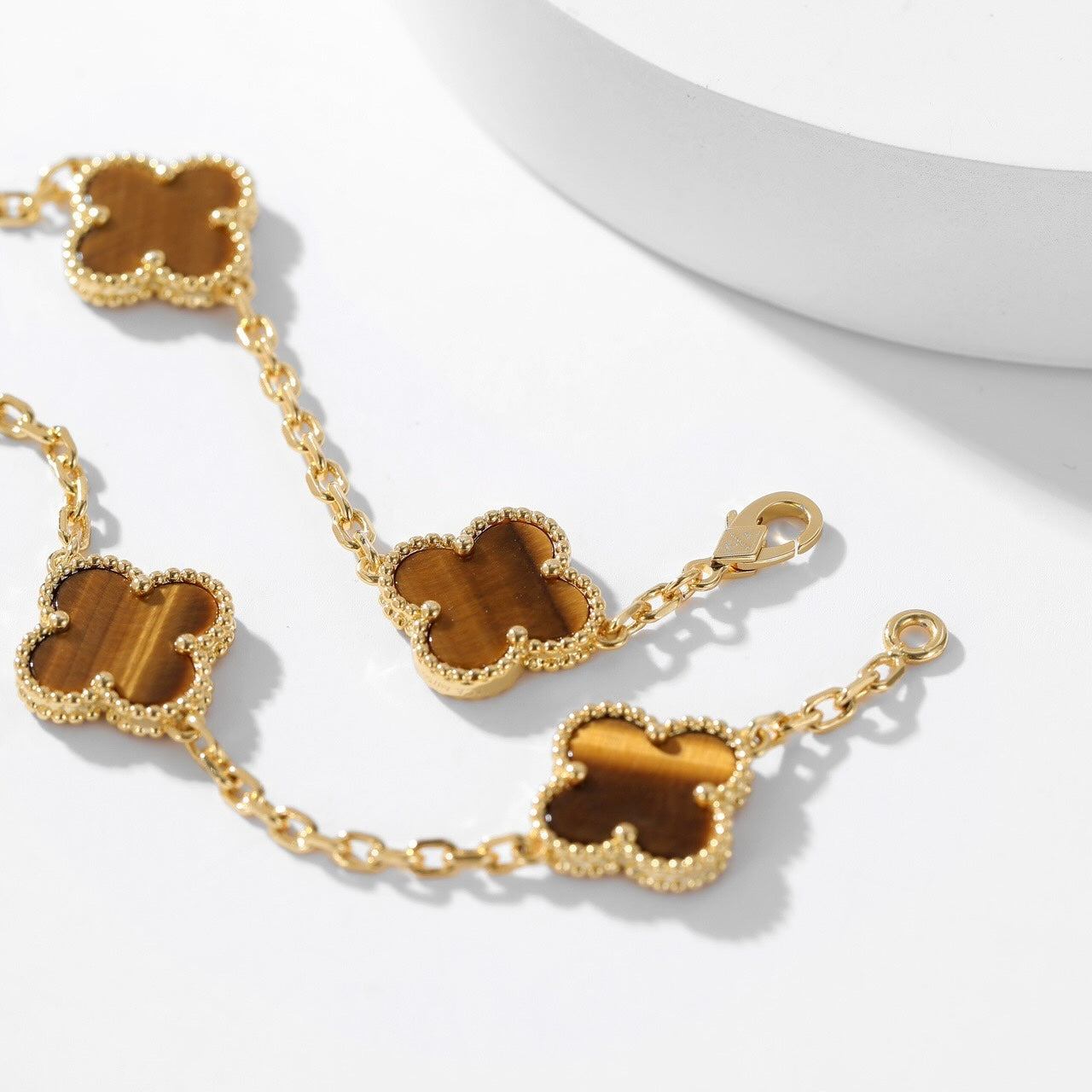[Marin]COLLIER CLOVER 10 MOTIFS ŒIL DE TIGRE