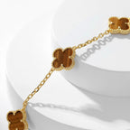 [Marin]COLLIER CLOVER 10 MOTIFS ŒIL DE TIGRE
