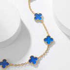 [Marin]COLLIER TRÈFLE 10 MOTIFS AGATE BLEUE