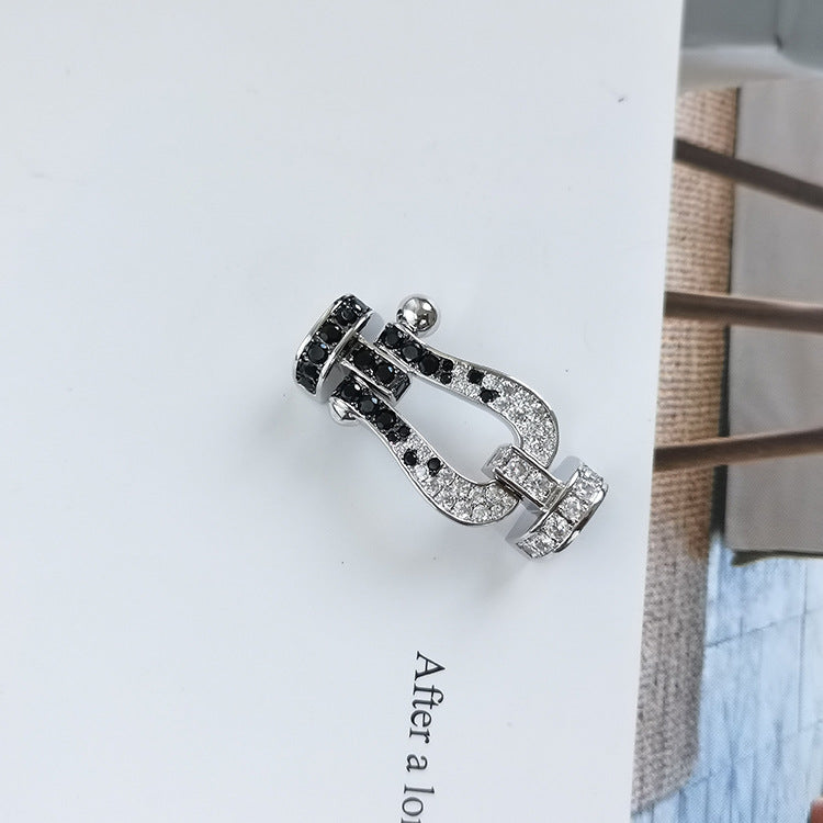 [Marin]FORCE LARGE HORSESHOE BLACK WHITE DIAMOND BRACELET ROSE GOLD
