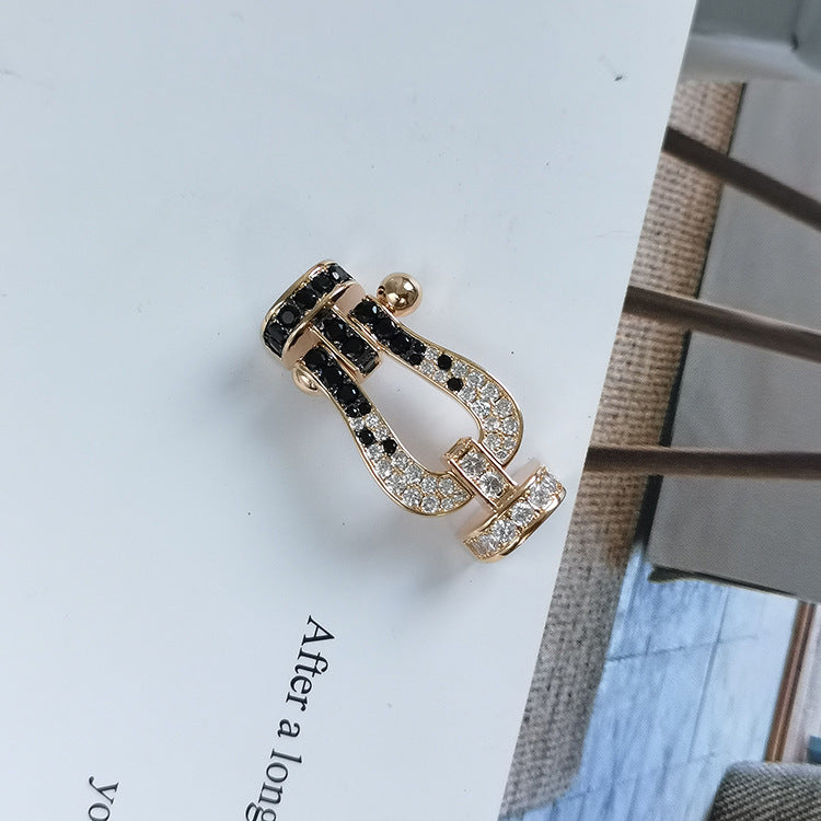 [Marin]FORCE LARGE HORSESHOE BLACK WHITE DIAMOND BRACELET ROSE GOLD
