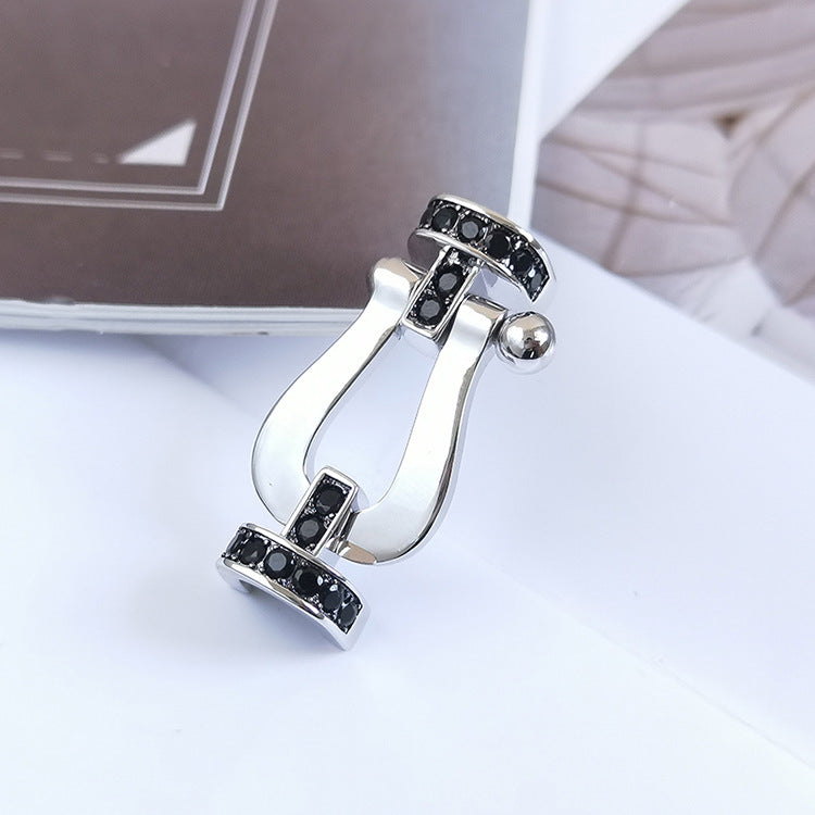 [Marin]FORCE LARGE HORSESHOE BLACK DIAMOND BRACELET SILVER