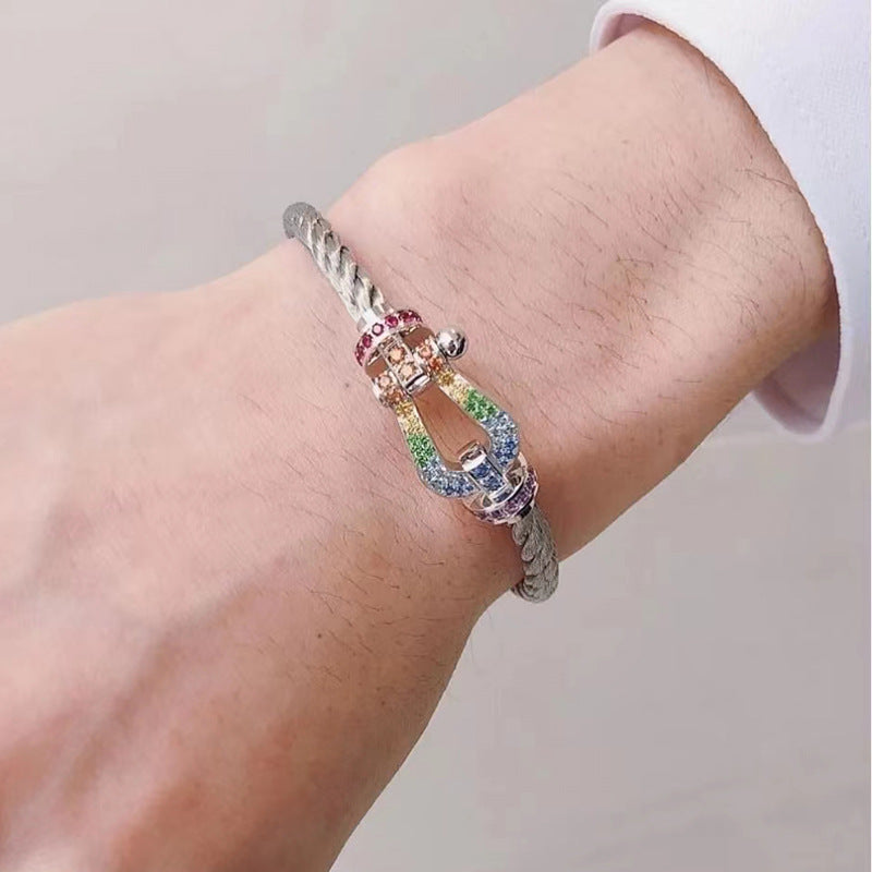 [Marin]FORCE LARGE HORSESHOE  COLORED DIAMOND BRACELET ROSE GOLD